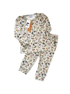 Floral Bamboo Kids Pajama‎ Set Mushrooms Flowers Wildflowers Toddler Girls